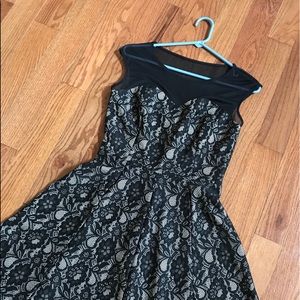 Black, white and silver formal dress